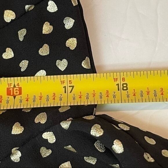 J Crew Black With Metallic Gold Hearts Date Night Party Dress NWOT Size 0 - Picture 11 of 11